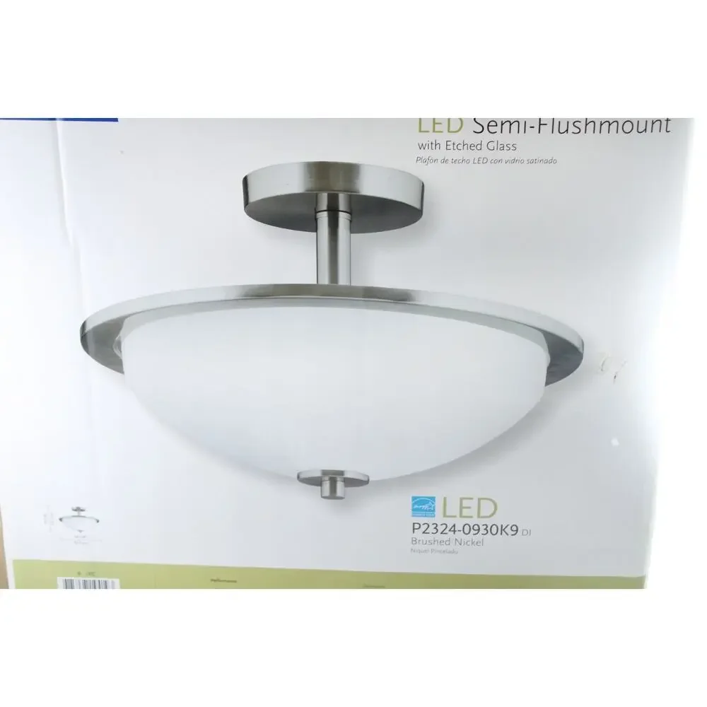 FlushMount Light Progress Lighting Replay 1-Light Brushed‎ Nickel LED Semi-Flush